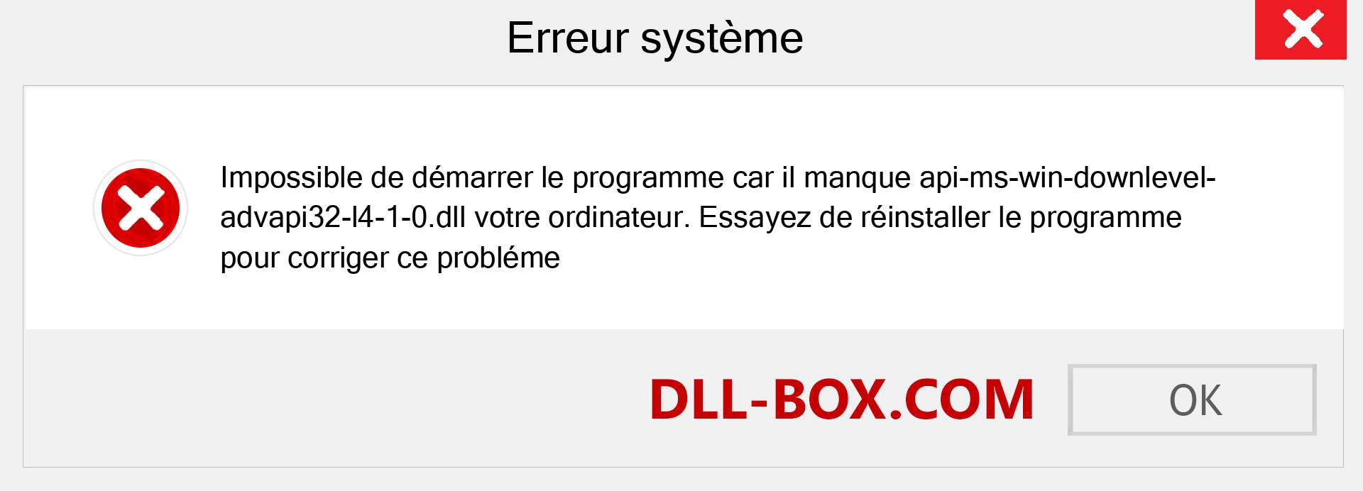 Le fichier api-ms-win-downlevel-advapi32-l4-1-0.dll est manquant ?. Télécharger pour Windows 7, 8, 10 - Correction de l'erreur manquante api-ms-win-downlevel-advapi32-l4-1-0 dll sur Windows, photos, images