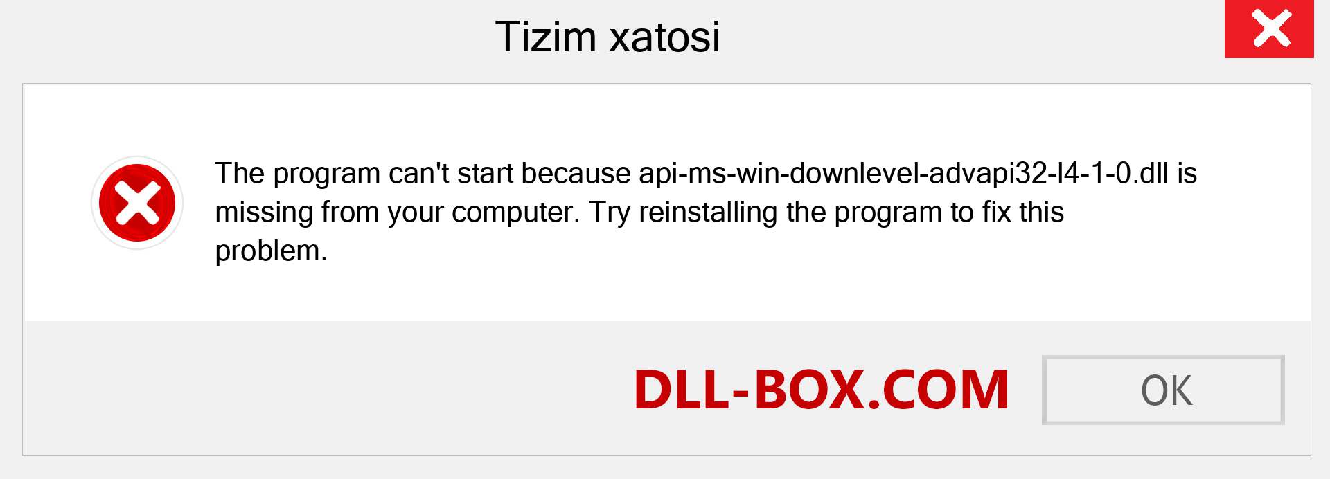 api-ms-win-downlevel-advapi32-l4-1-0.dll fayli yo'qolganmi?. Windows 7, 8, 10 uchun yuklab olish - Windowsda api-ms-win-downlevel-advapi32-l4-1-0 dll etishmayotgan xatoni tuzating, rasmlar, rasmlar